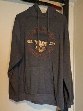 Men's Dark Gray Hooded Sweatshirt with Gold Accent Logo